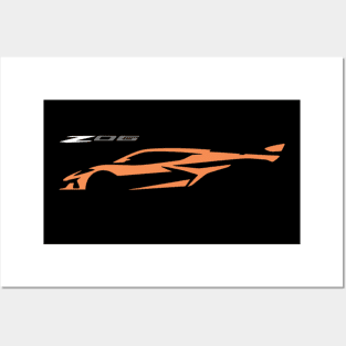 C8 Sebring Orange Z06 c8r graphic silhouette Posters and Art